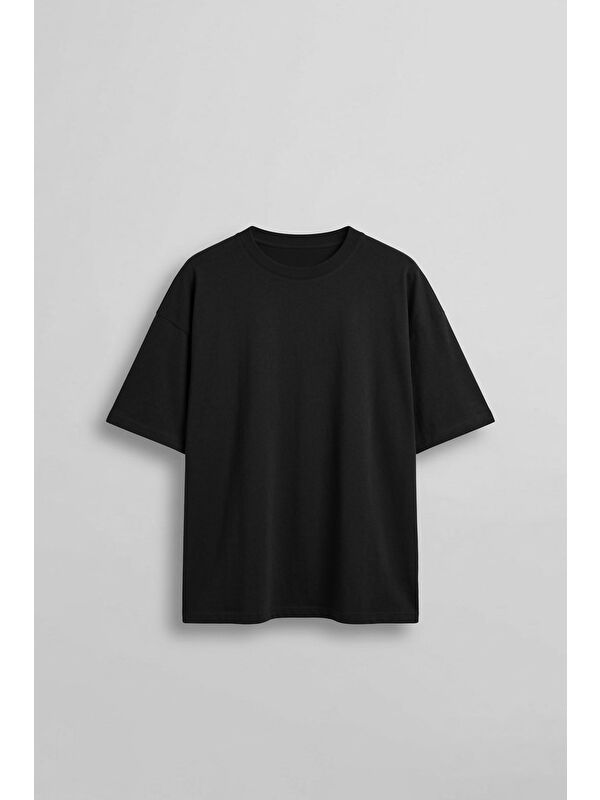 Abluka Online Erkek Boxy Fit Basic %100 Pamuklu T-Shirt Siyah