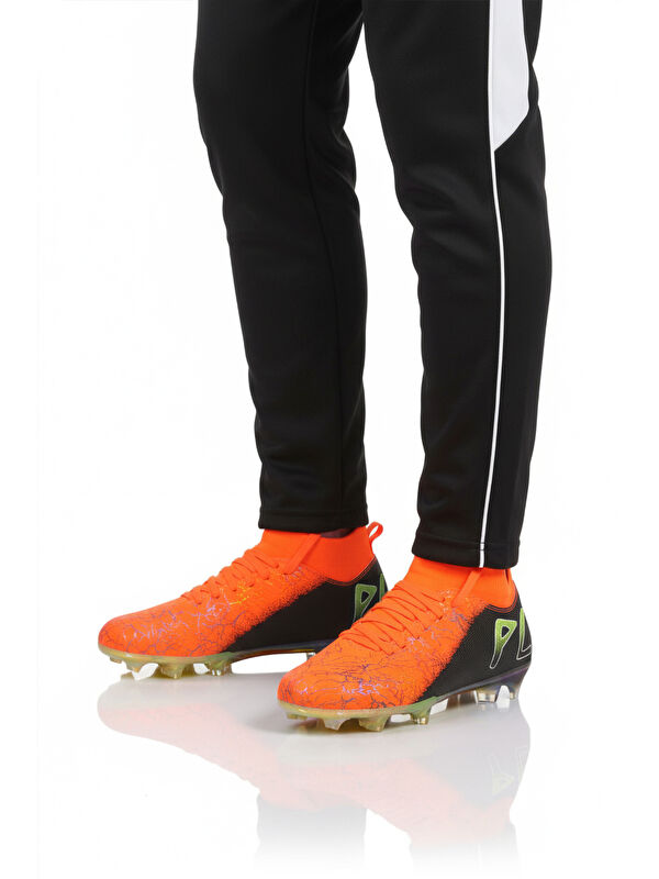 Playup Neon Turuncu Siyah Çoraplı Bağcıklı Erkek Krampon MK-252-153 M