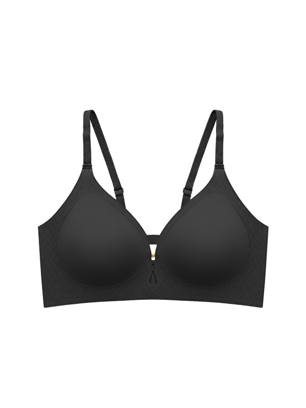 Cottonhill Seamless Bra - Elune | Siyah Lazer Kesim Balensiz Dekolte Taş Detaylı Dikişsiz Kadın Sütyen