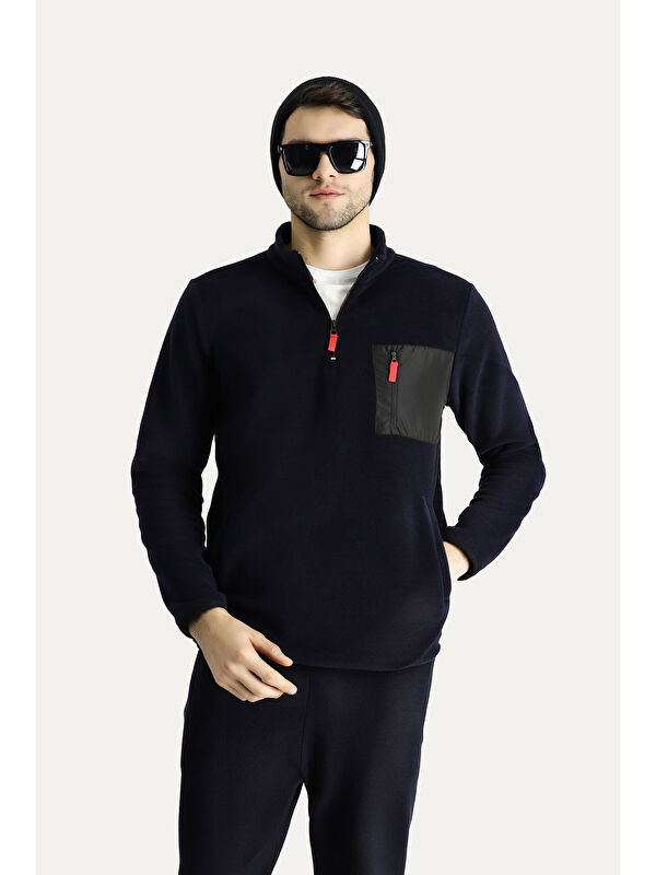 Kiğılı Yarım Fermuarlı Polar Sweatshirt