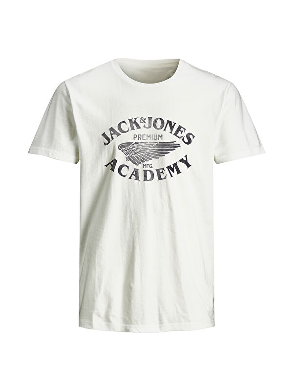 Jack & Jones Blufreddy Erkek Beyaz Yuvarlak Yaka %100 Pamuk Spor Tişört