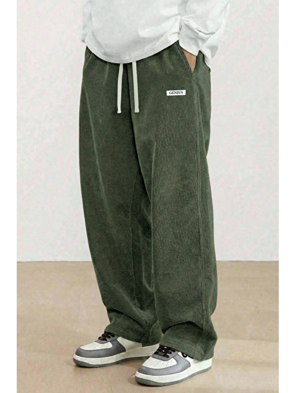 Genius Store GENIUS Erkek Pantolon Fitilli Kadife Bol Paça Oversize Pantolon