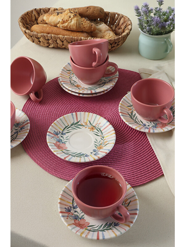Keramika Soft Flowers Kera Çay Takımı 12 Parça 6 Kişilik