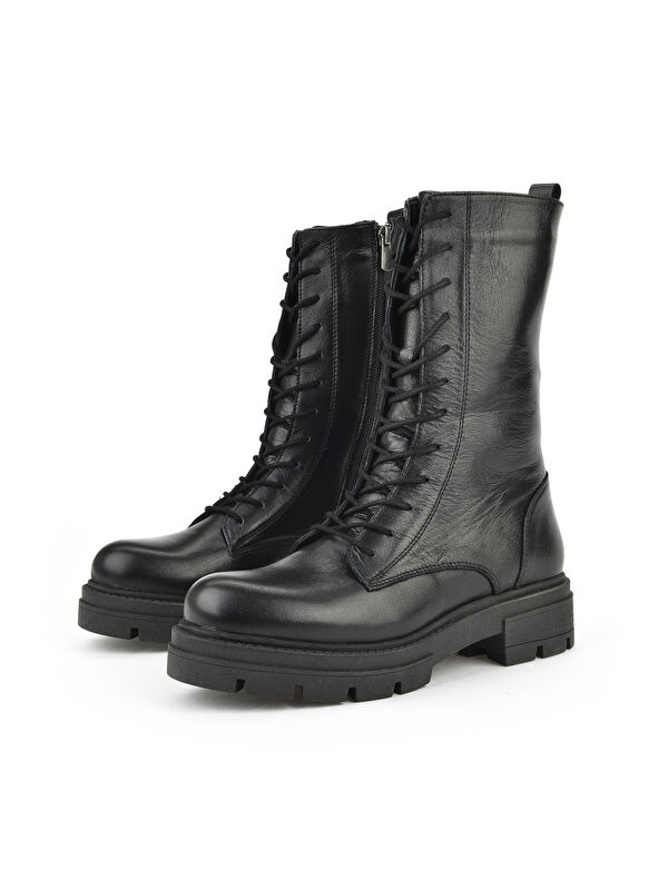 Kadın Hakiki Deri BOT 15319Z66358 Siyah - Görsel 6