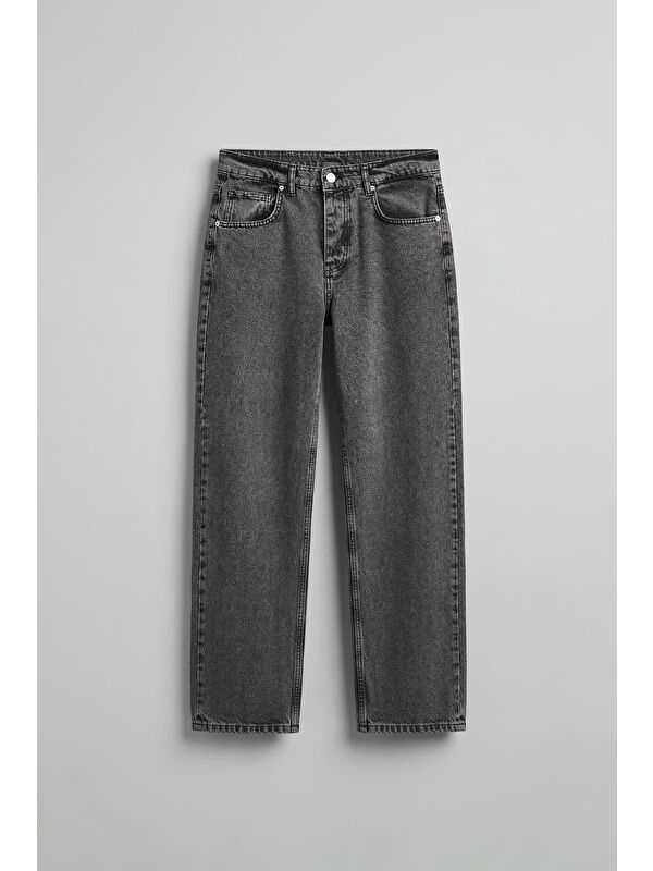 Abluka Online Erkek Baggy Fit Basic Jean Pantolon Gri