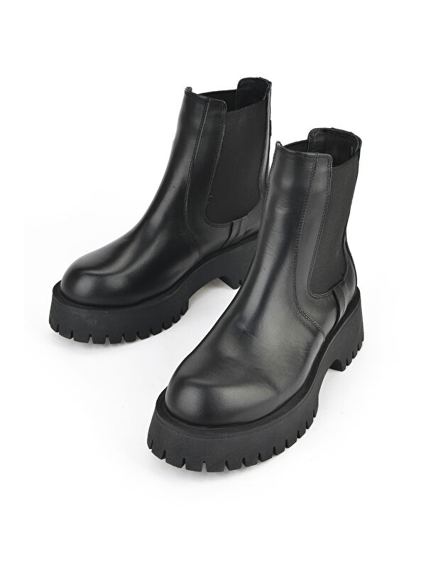 Kadın Hakiki Deri BOT 15319Z66453 Siyah - Görsel 6