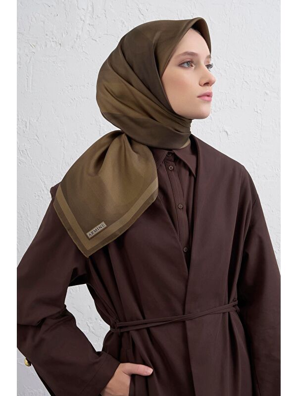 ARMİNE Geometrik Desenli Saf İpek Twill Eşarp 9402D 55