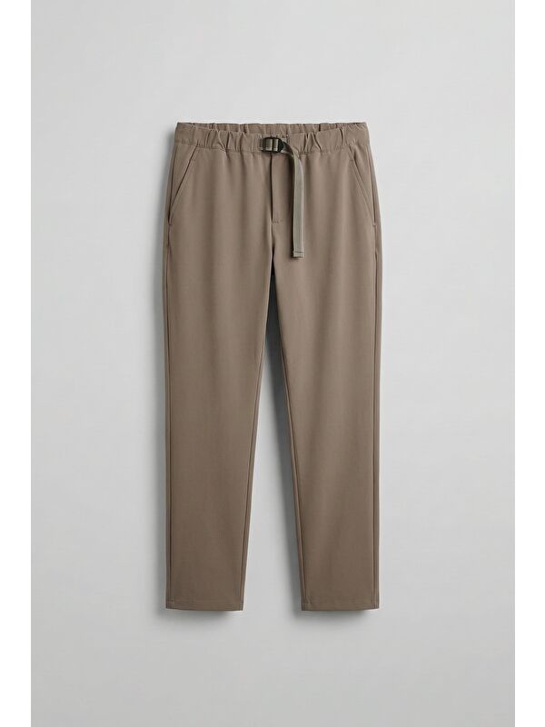 Abluka Online Erkek Beli Lastikli Tecno Kumaş Slim Fit Pantolon Vizon