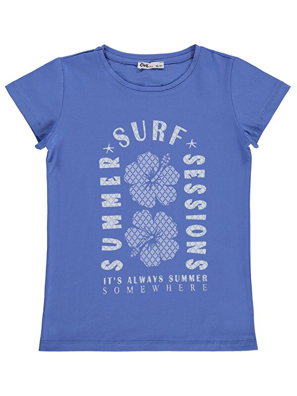 Civil Girls Summer Surf Sessions Baskılı 10-13 Yaş Tişört - Mavi