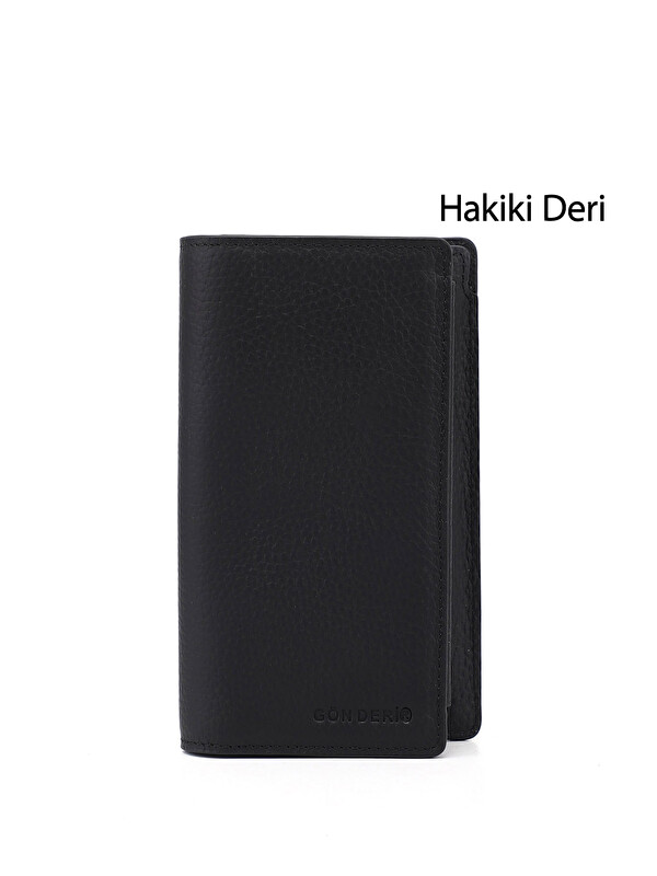 GÖNDERİ(R) Unisex MAT SİYAH Hakiki Deri Dikey Cüzdan