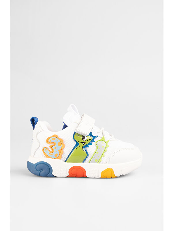 Vicco Number Işıklı Unisex Bebek Beyaz/Mavi Spor Ayakkabı