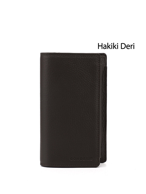 GÖNDERİ(R) Unisex TÜTÜN KAHVE Hakiki Deri Dikey Cüzdan