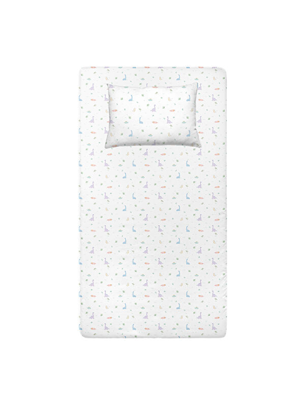 Casadora Baby Dino Saten Lastikli Çarşaf Seti - 100x200cm + 50x70 cm