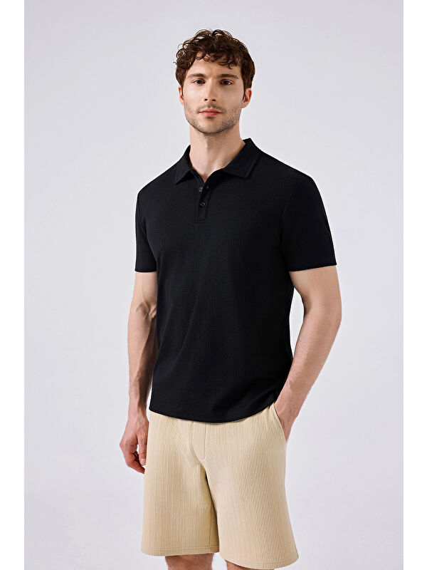 Ellesse Regular Fit Düğmeli Polo Yaka T Shirt 6SM5003-BK