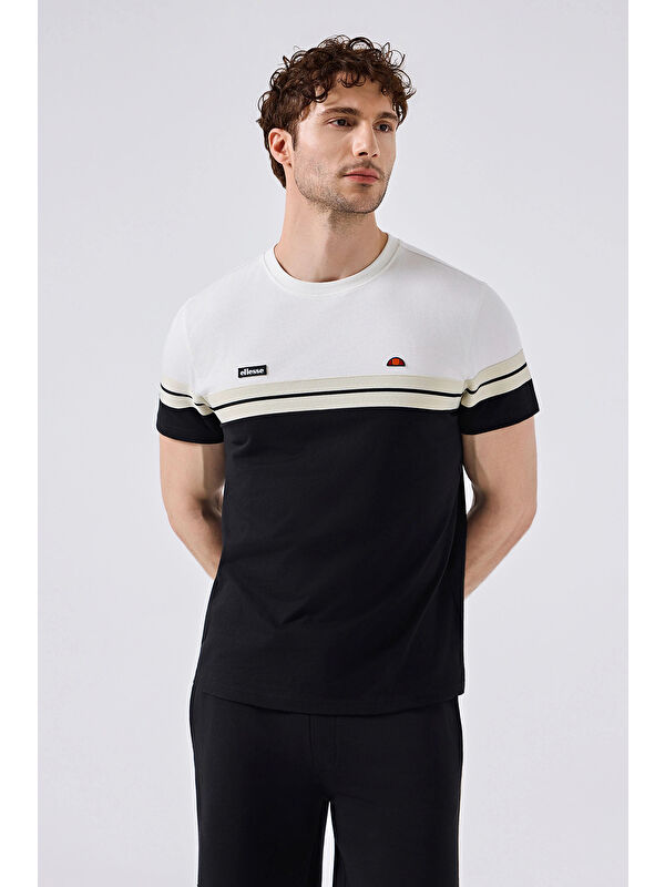 Ellesse % 100 Pamuk Bisiklet Yaka Logolu Renk Bloklu T Shirt 6SM5014-BK
