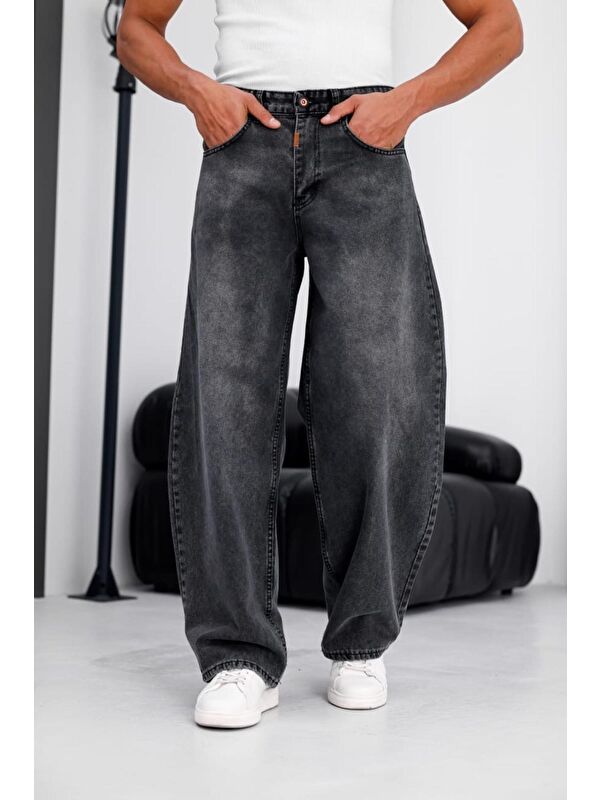 Oksit Puertas Erkek Yüksek Bel Balon Baggy Fit Bol Kesim Jean Pantolon