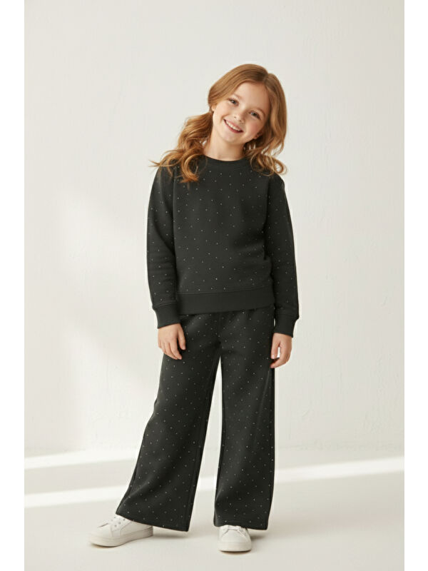 My Kids Wear Kız Çocuk Taş Detaylı Salaş Bol Paça 2’li Eşofman Takımı 9-16 Yaş 12404