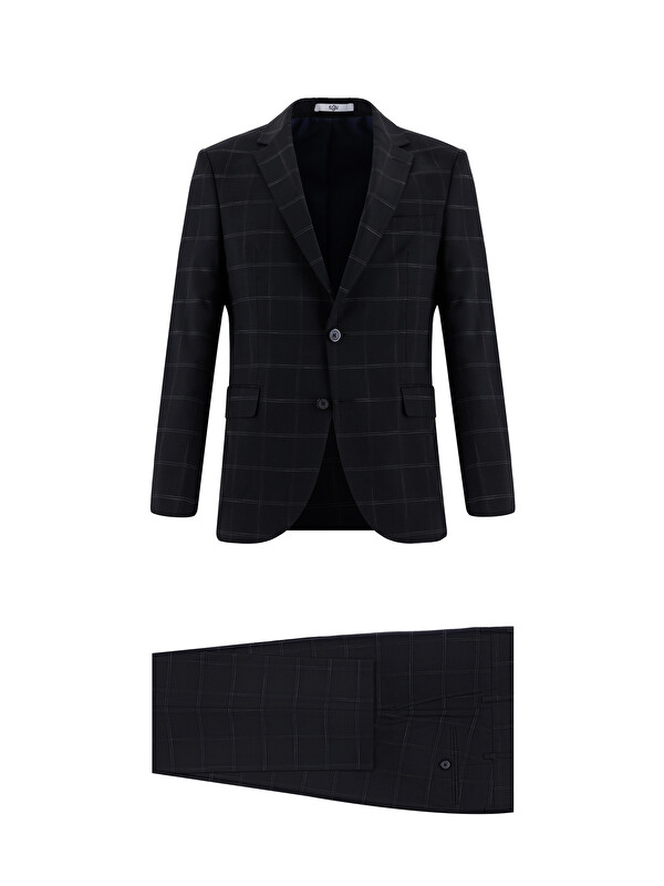 Kiğılı Slim Fit Dar Kesim Klasik Ekose Takım Elbise