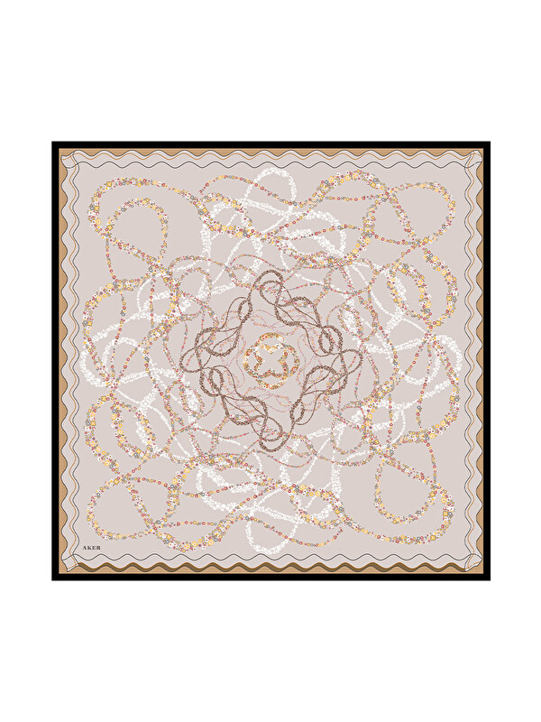 AKER Bej 90X90 İpek Pamuk Eşarp