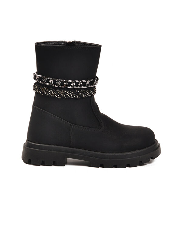 Siyah İçi Polarlı Kaymaz Kız Çocuk Çizme - Görsel 3