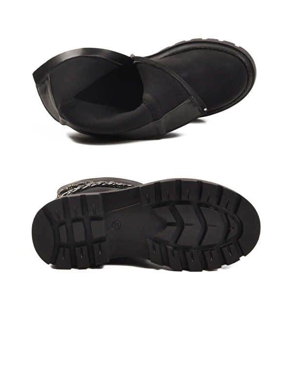 Siyah İçi Polarlı Kaymaz Kız Çocuk Çizme - Görsel 6