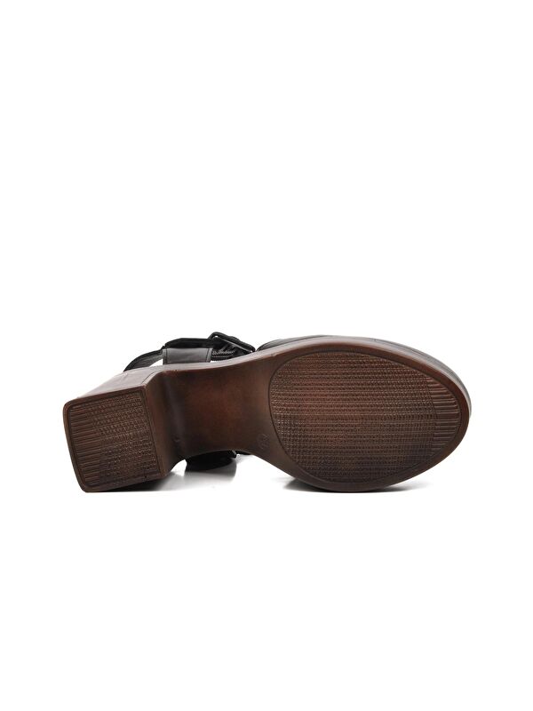 Siyah Hakiki Deri Kadın Topuklu Sandalet 2217001Y - Görsel 6