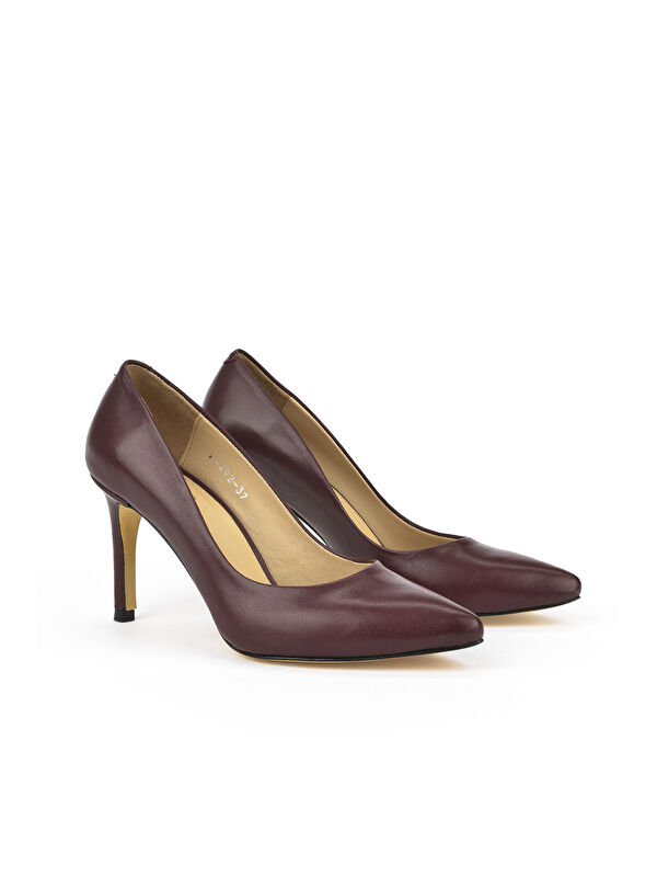 Kadın Hakiki Deri Topuklu Ayakkabı 1431030Z4292 Bordo - Görsel 3