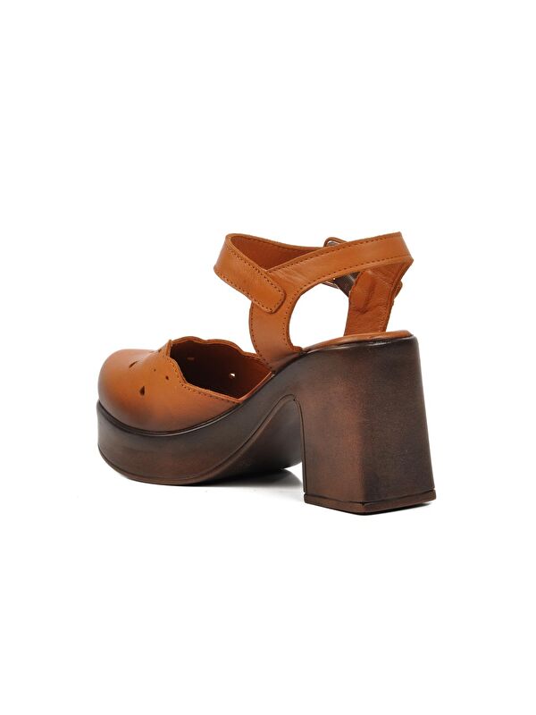 Taba Hakiki Deri Kadın Topuklu Sandalet 2217001Y - Görsel 5