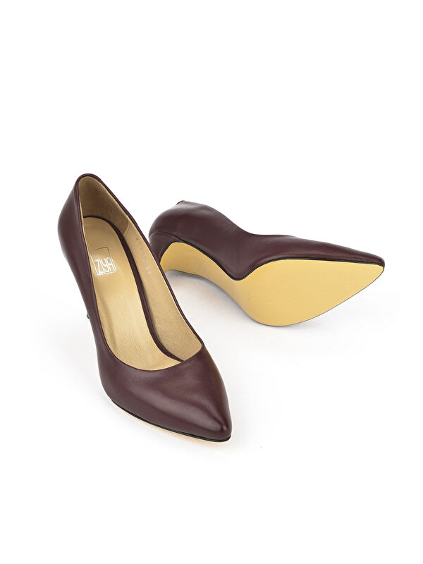 Kadın Hakiki Deri Topuklu Ayakkabı 1431030Z4292 Bordo - Görsel 5