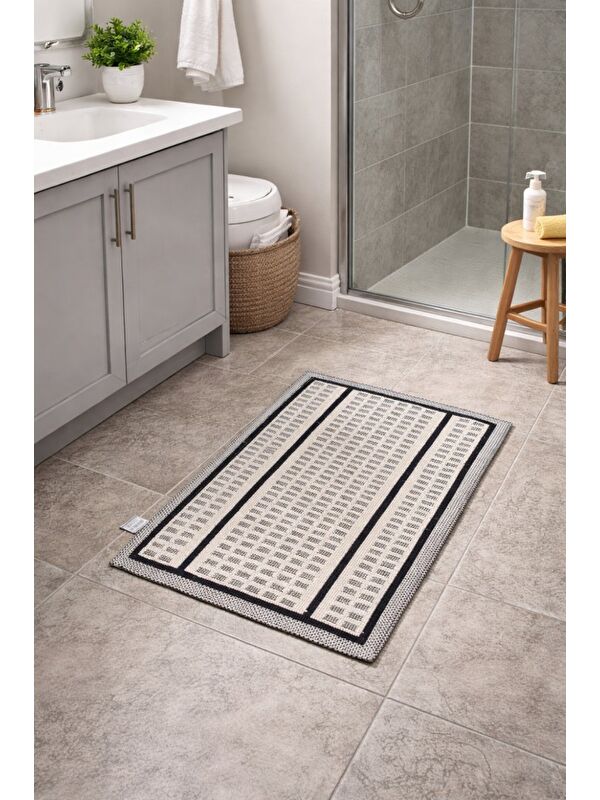 Mulberry Modern Dokuma Desenli Kaymaz Taban Banyo Paspası 50x80 cm