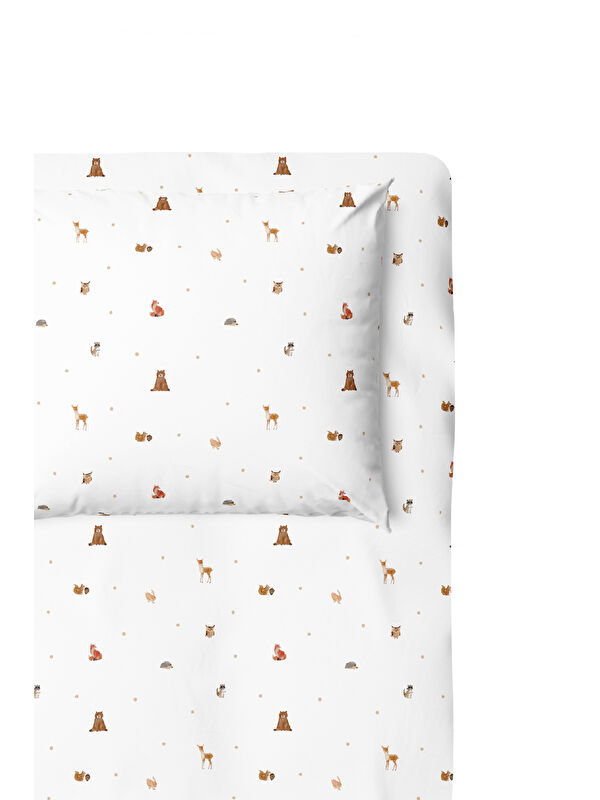 Casadora Baby Forest Amigos 100% Pamuk Saten Bebek Lastikli Çarşaf Seti - 70x140 cm + 35x45 cm