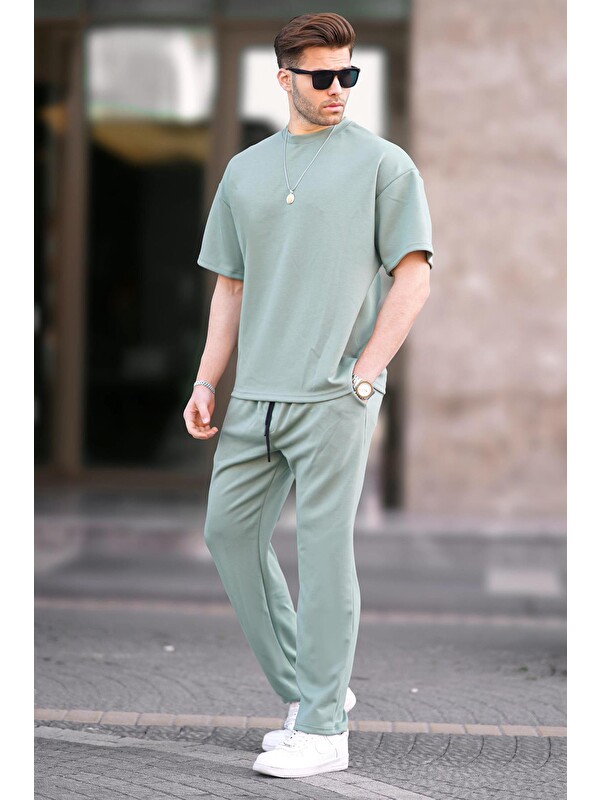 Madmext Mint Yeşili Oversize Kısa Kollu Eşofman Takımı 5954