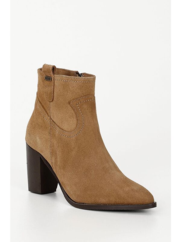 TABA Hakiki Deri Sivri Burun Topuklu Fermuarlı Kadın Günlük Bot 39499 - Görsel 6