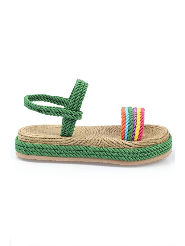 Dolgu Topuk İpli Kadın Terlik - Görsel 4