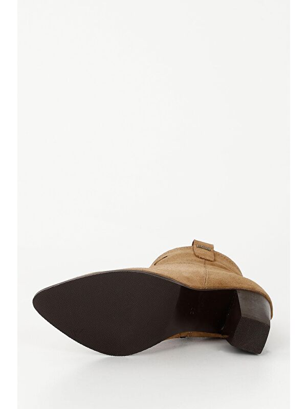 TABA Hakiki Deri Sivri Burun Topuklu Fermuarlı Kadın Günlük Bot 39499 - Görsel 8