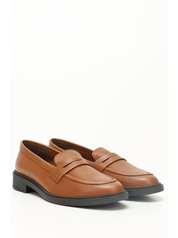 TABA Hakiki Deri Yuvarlak Burun Loafer Kadın Günlük Ayakkabı 24271 - Görsel 3