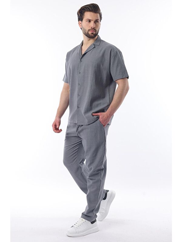 Madmext Füme Over Fit Erkek Gömlek Takım E7303