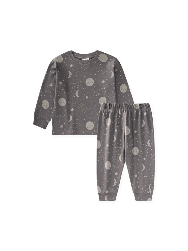 CİGİT Desenli Pijama Takımı 1-6 Yaş Gri