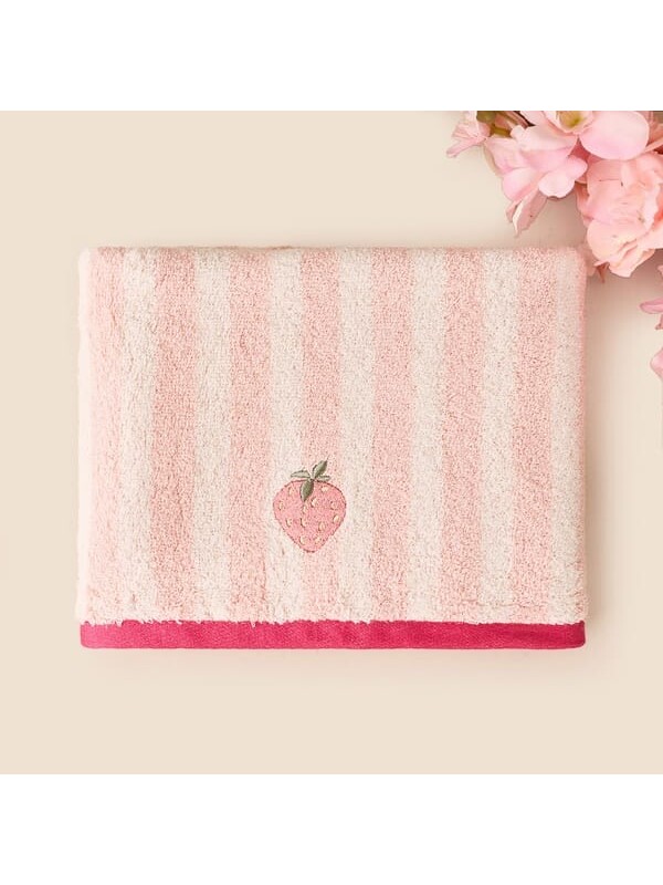 Evidea Soft Velin Yüz Havlusu - Ekru / Pembe - 50x80 cm