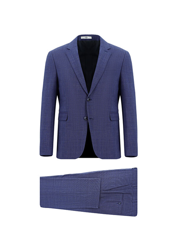 Kiğılı 7 Drop Slim Fit Dar Kesim Yünlü Ekose Gofre Takım Elbise