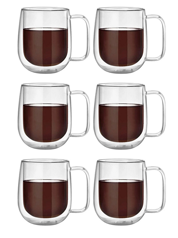 Kitchen Design Lab Çift Cidarlı Borosilikat Cam Kupa 300 ml 6 Adet