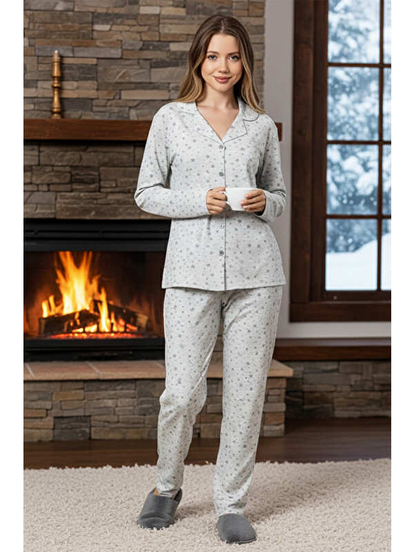 Remsa Büyük Beden Kadın Yıldız Desenli Suprem Pijama Takımı 0388 Mint02