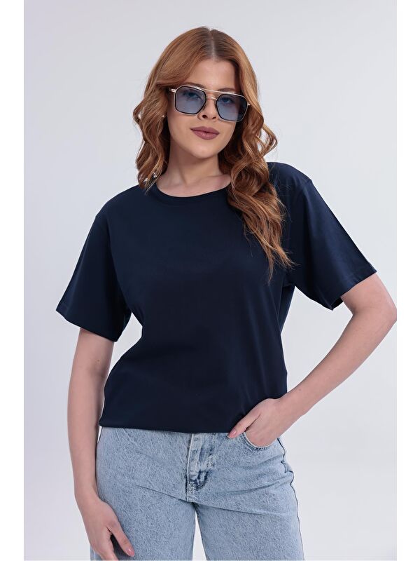 Freemen Kadın Basic Rahat Kalıp Elastanlı 30/1 Süprem Tişört-380