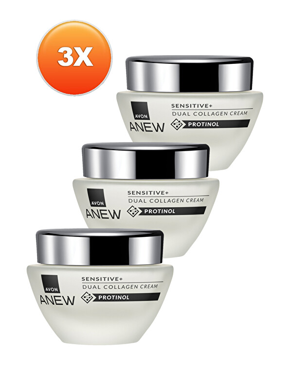 AVON Anew Sensitive+ Çift Kollajen Krem 50 Ml. Üçlü Set