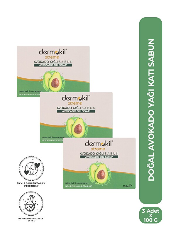 Dermokil Doğal Avokado Yağı Katı Sabun 100 g x 3 Adet