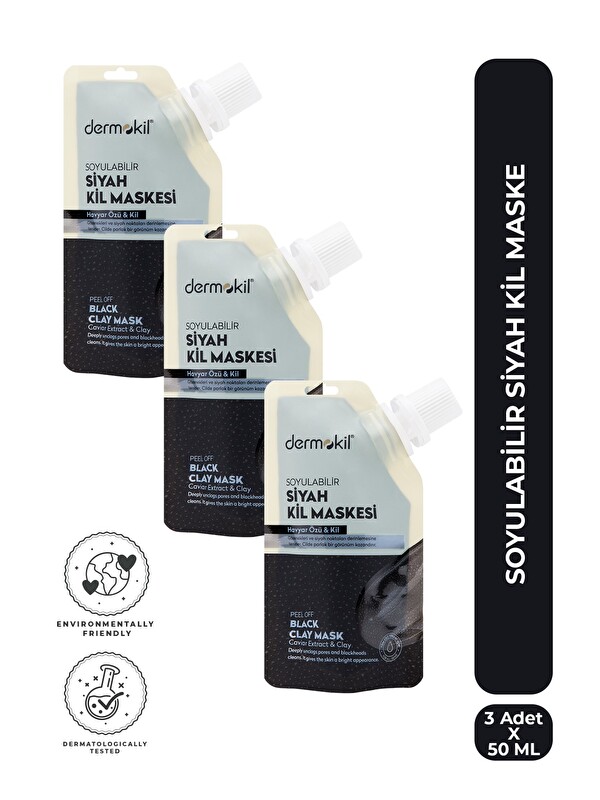Dermokil Soyulabilir Siyah Kil Maske 50 ml x 3 Adet