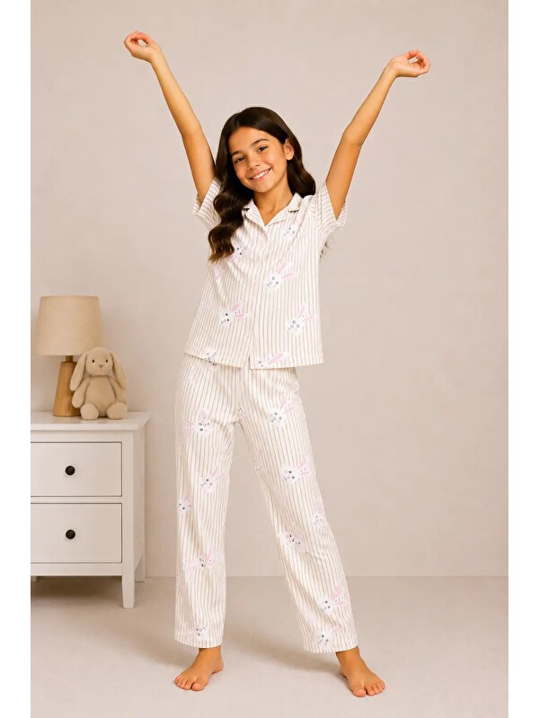 Myhanne Desenli Kız Çocuk Pijama Takımı 9929