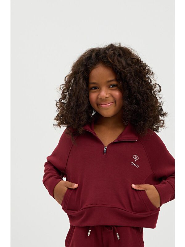 Katia And Bony Kız Çocuk Basıc Fluffy Sweatshirt Bordo