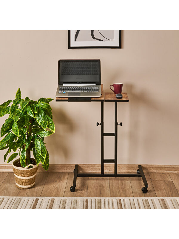 Just Home Barnes Çift Tablalı Ayarlanabilir Laptop Sehpası - Atlantik Çam / Siyah - 87x45x58 cm