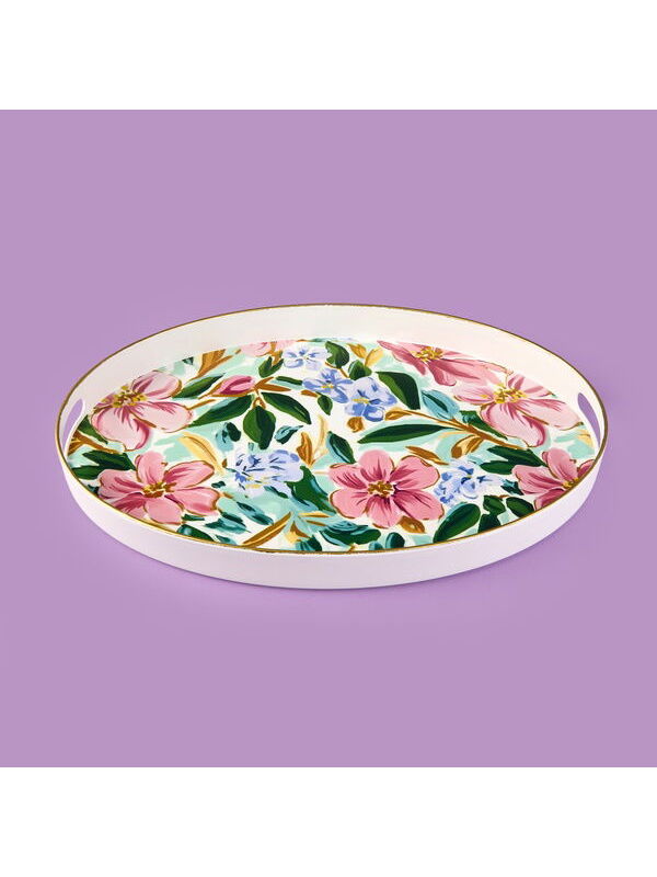 Evidea Kitchen Flowely Oval Tepsi - Renkli - 42 cm